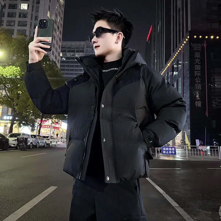 冬季爆款简约潮牌连帽棉衣男款冬装加厚保暖袄子2026新款短款棉服