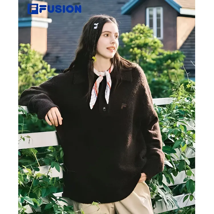 FUSION斐乐【琥珀流光】情侣款编织衫25冬季新款休闲宽松套头毛衣