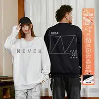 NMAX大码潮牌男装25年冬季新款保暖情侣同款加绒圆领卫衣FNA056