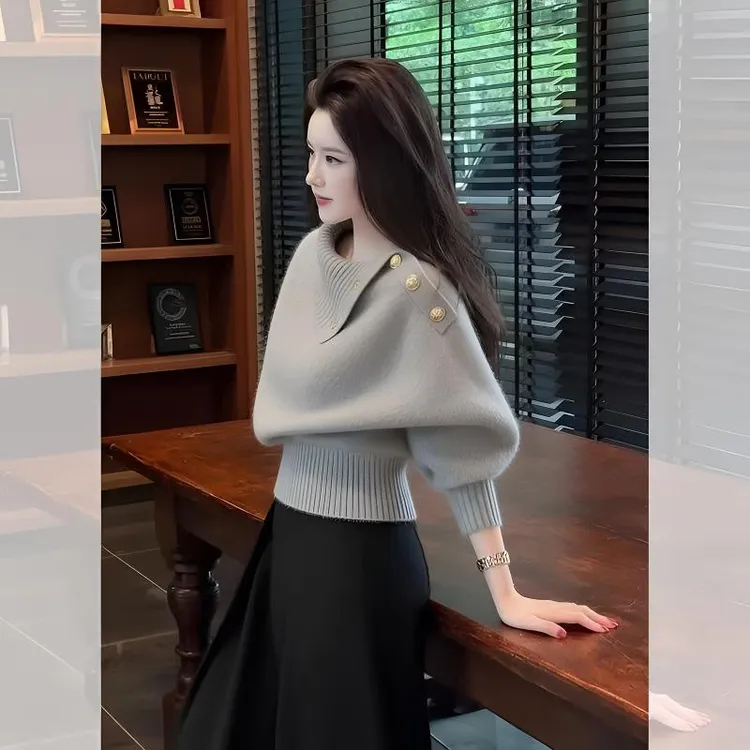 毛衣韩系纯色设计感简约加厚针织衫好看秋冬打底上衣长袖显瘦套头
