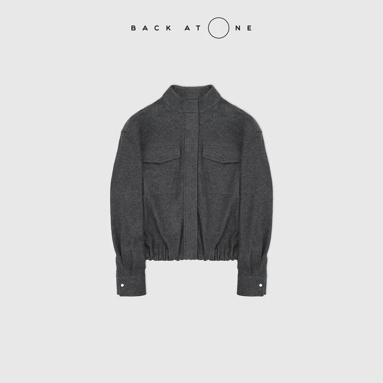BACKATONE“从容风度”B*C风进口超细灰色绵羊毛外套 BFF-1BC201E-K