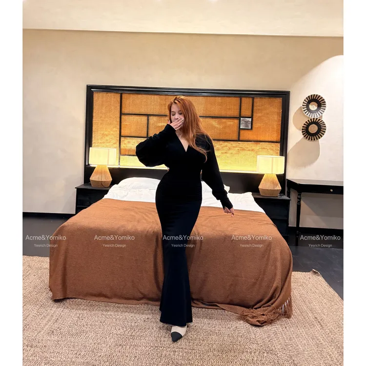 夜宴风华 优雅法式温柔修身包臀设计款长短款v领连衣裙G289/G313