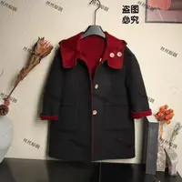 现货【双面可穿亲子款】冬季女童男童中长款连帽双面两穿绵羊毛大衣