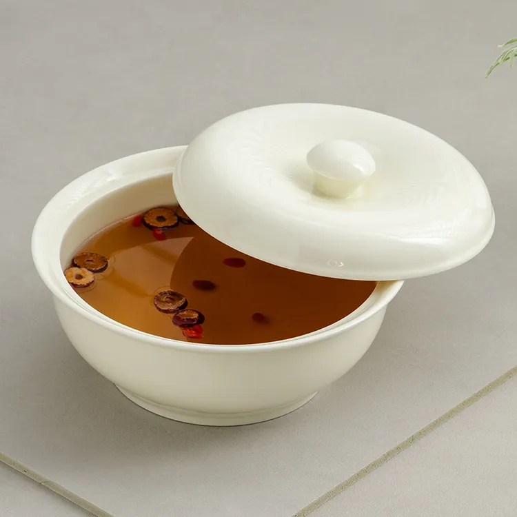 【奶油黄瓜】大号汤盆带盖1800ml德化陶瓷品锅汤煲有盖汤锅大汤碗