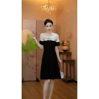 3765【石上清泉】夏季新款高级感法式气质蕾丝拼接遮肚连衣裙