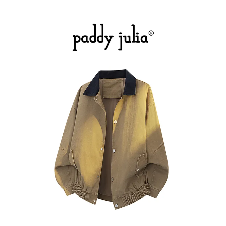 Paddy julia美式高级感夹克男秋季宽松休闲立领潮流拼接外套男装