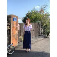 火火火【海色星云】韩系波点碎花拼接网纱半身裙B33364HH52