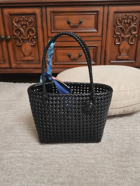 纯手工藤编网格手提包包女士手提包野餐篮子菜篮子大容量托特包