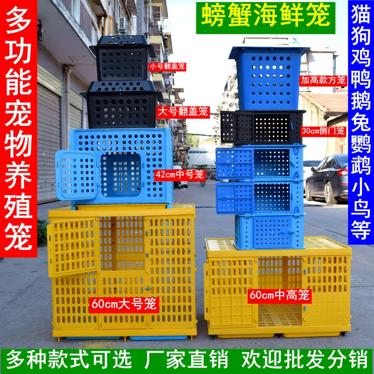 侧开门方形螃蟹养殖笼可叠加塑料鸽子兔子仓鼠宠物海鲜水产养殖箱