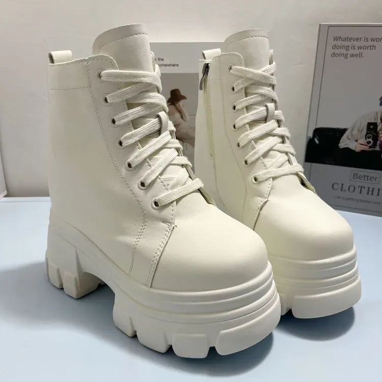 18CM厚底内增高马丁靴女春秋新款14CM隐形百搭韩版冬季加绒短靴子