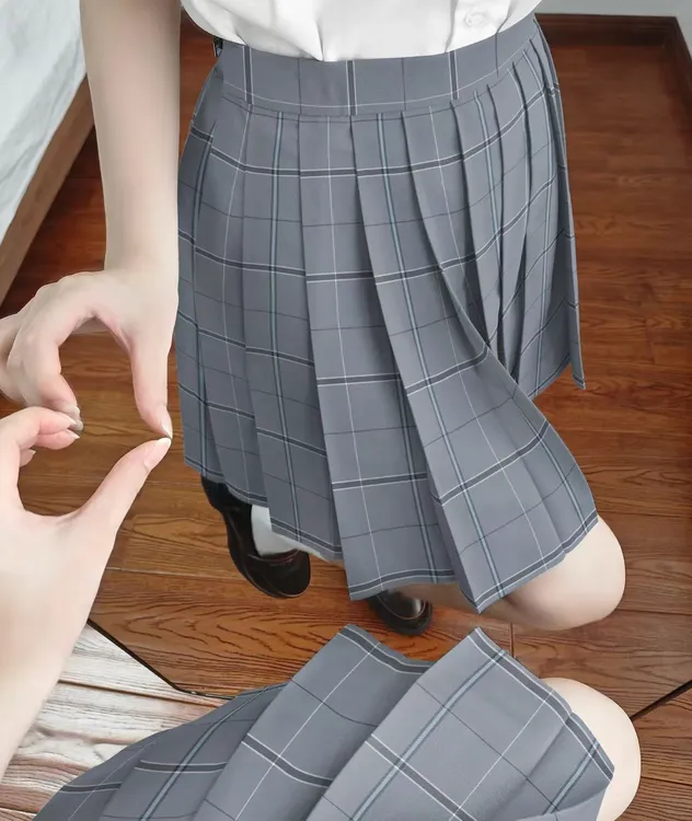 【信箱】木桜原创正版JK灰色半身裙日系学院风格裙百褶裙铜扣jk