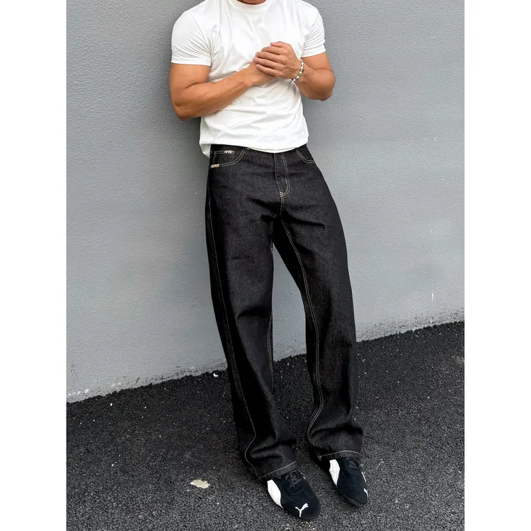 质感原牛 13盎司手缝针直筒牛仔裤立体裁剪老钱自带垂感通勤神裤