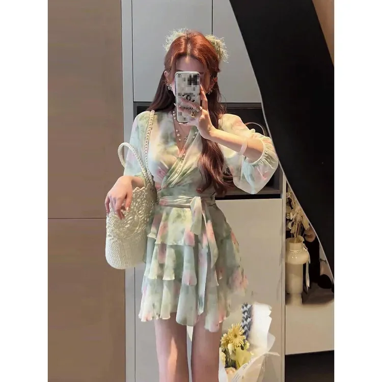 【HH】气质V领显瘦时尚小衫+半身裙套装