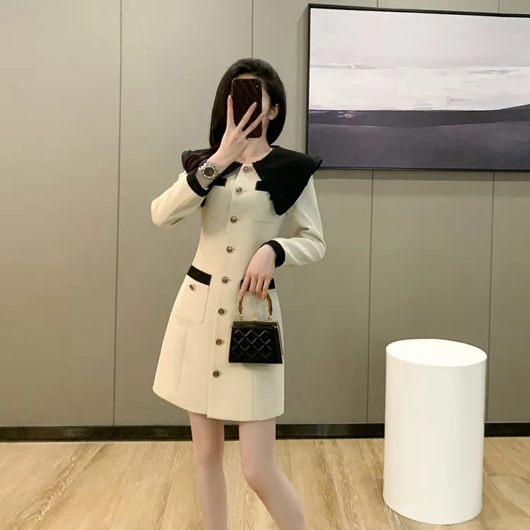 连衣裙名媛常规轻职风女装显瘦轻熟风法式秋季设计感长袖连衣裙