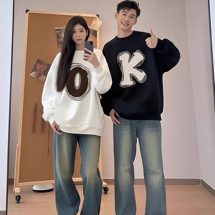 【两件装】早秋卫衣OK情侣装2025款一男一女秋冬款美式高级感上衣