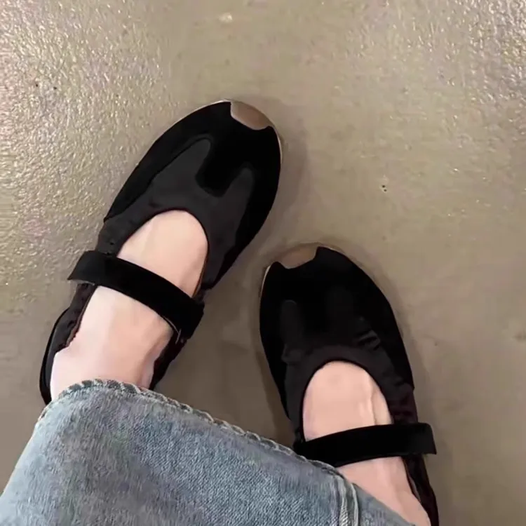 【限量款】皮版~运动风圆头厚底魔术贴浅口德训鞋女防滑休闲芭蕾