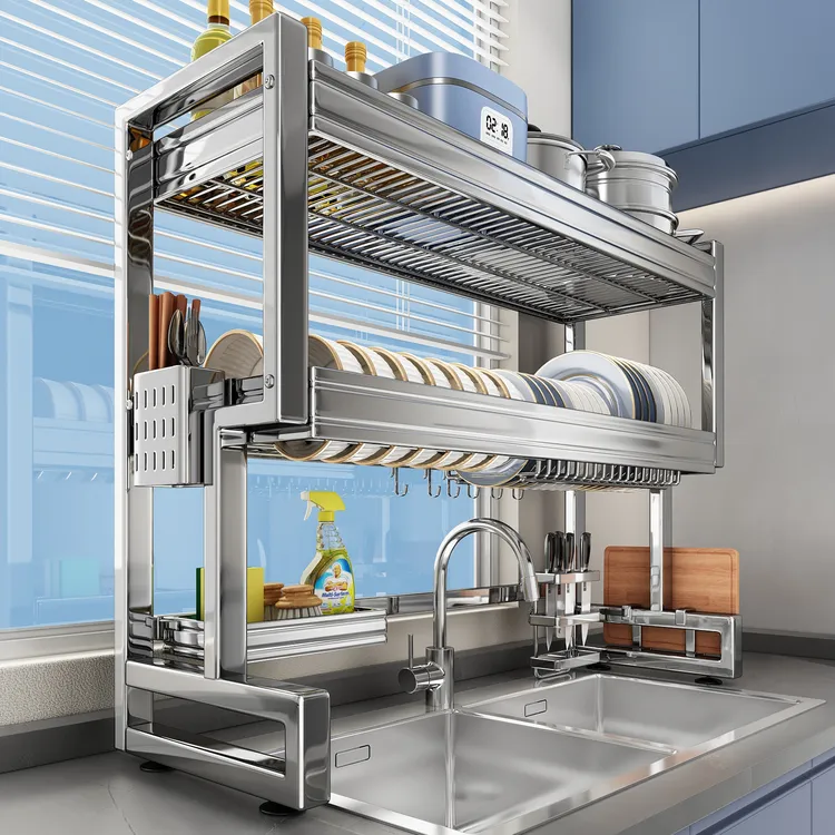加厚不锈钢厨房水槽置物架碗碟收纳水池多功能放碗盘沥水碗架NJ
