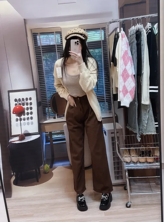 2025新款春季复古丝绒休闲裤女高腰宽松阔腿裤直筒裤垂感高级小个