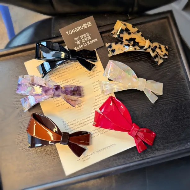 醋酸韩国进口蝴蝶结弹夹半扎全夹发卡网红气质糖果色清新百搭发夹