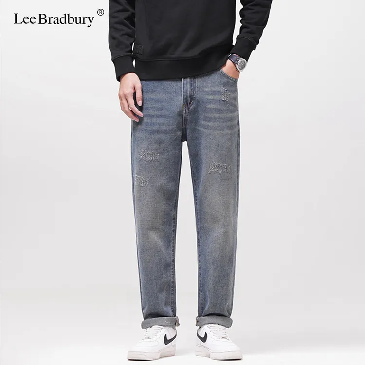 Lee BradburyD381裤子秋季直筒百搭牛仔裤男士时尚有型牛仔裤男