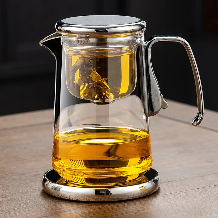 新款玻璃飘逸壶懒人泡茶壶简约一键茶水分离壶家用磁吸飘逸杯