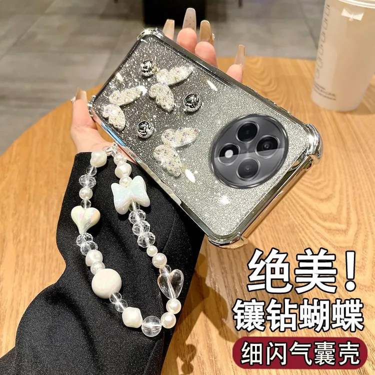 适用于一加ACE5手机壳网红镶钻女款PKG110气囊防摔OnePlus带挂绳