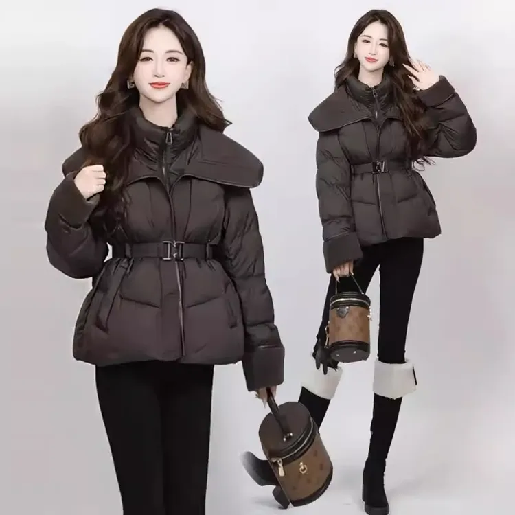 时尚羽绒服女2025冬季新款设计感洋气收腰显瘦气质短款白鸭绒上衣