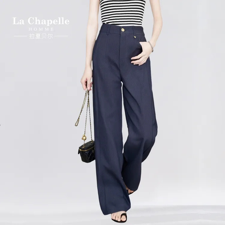 丹宁蓝薄款仿牛仔垂坠阔腿裤女LA CHAPELLE HOMME.TK112508.BZ佰
