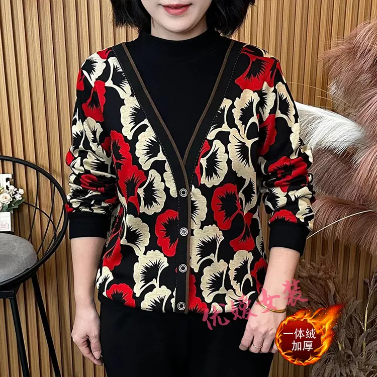 中老年女装秋冬加绒保暖半高领假两件显瘦百搭洋气妈妈装长袖上衣