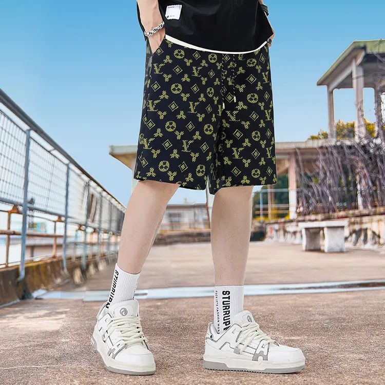 纺布者潮牌大码潮流休闲印花休闲工装裤加肥加大宽松五分沙滩裤