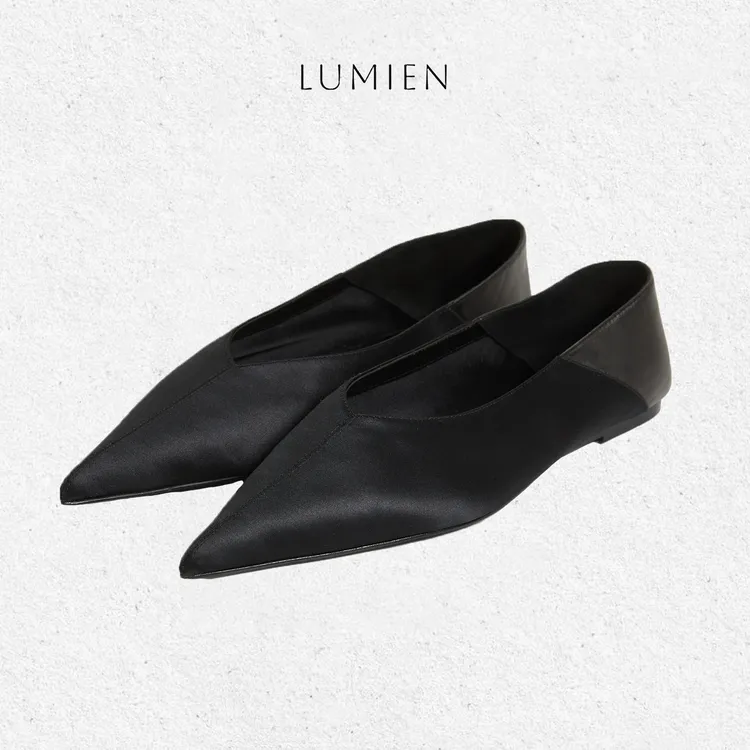 【LUMIEN】真丝拼皮尖头单鞋LX5DXX194