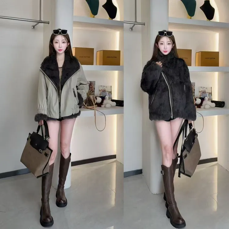 [暖冬]海宁皮草新款正反两面穿皮毛一体保暖显瘦冬外套女Y601