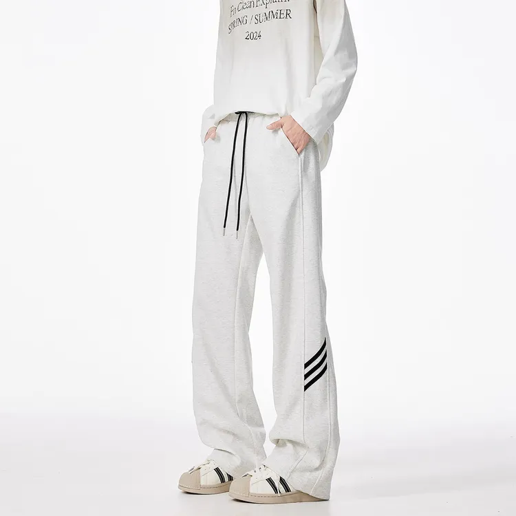 重磅条纹卫裤男女春季新款潮牌宽松设计感三条杠休闲裤情侣运动裤