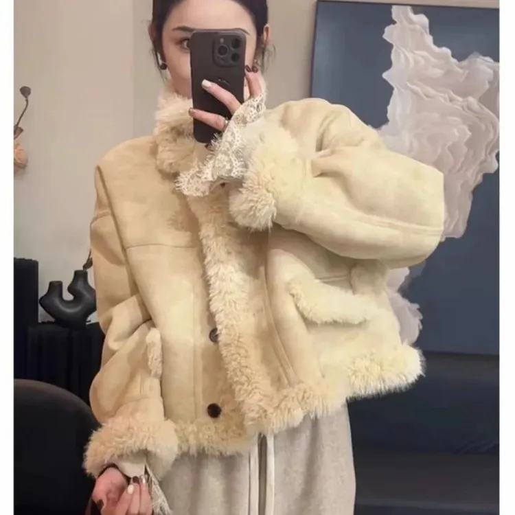 WL毛毛外套冬季女新款韩系超好看保暖小个子加厚短外套