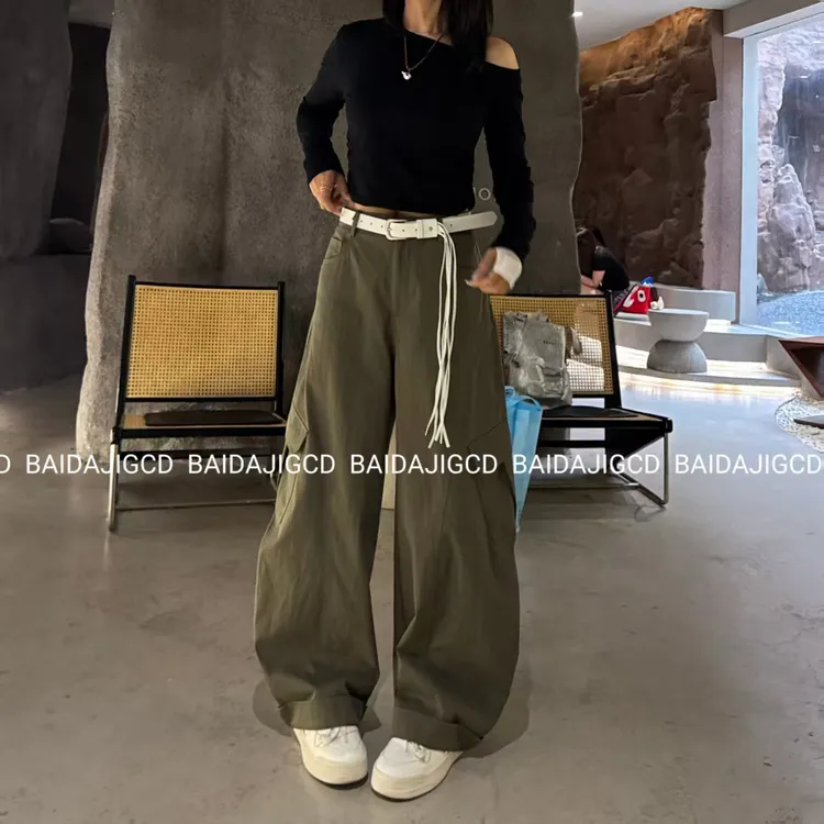 工厂店-（可盐可甜)2025早秋长款工装裤时尚山本风高腰休闲风11520