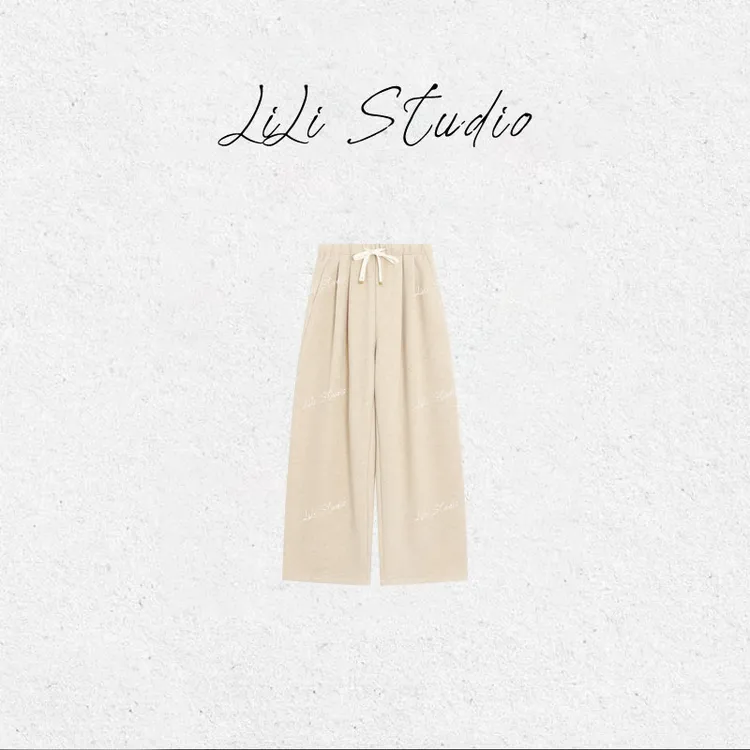 PCNY丨不理理「松阔日常」慵懒风加绒抽绳阔腿直筒休闲裤