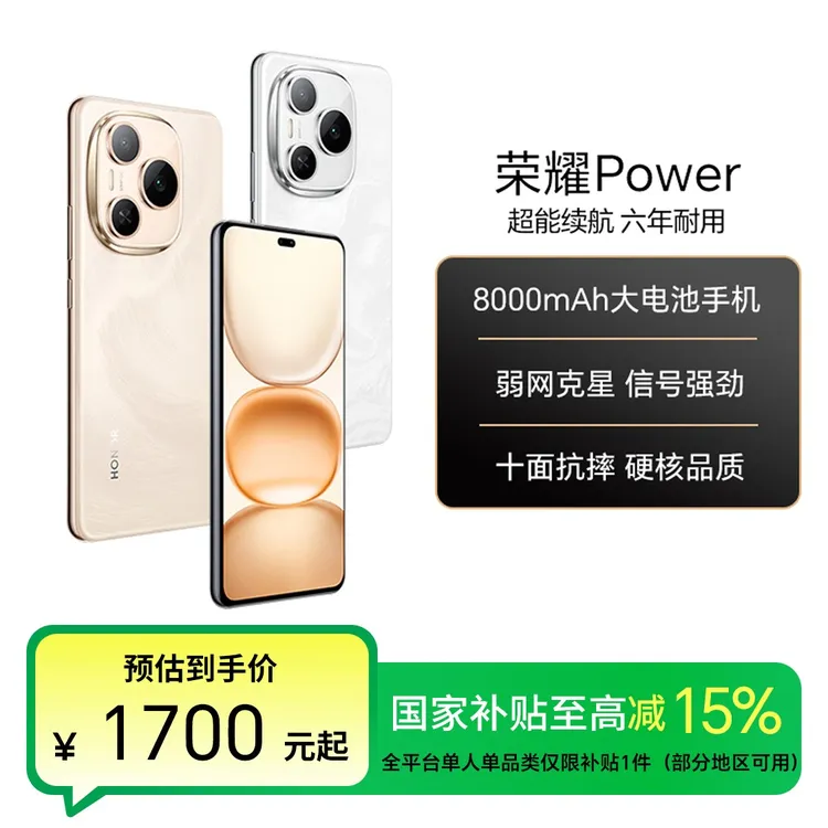 【国家补贴】荣耀Power手机 8000mAh青海湖电池 AI户外模式国补好物