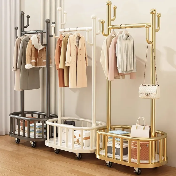 优勤衣架落地卧室挂衣架家用室内轻奢晾衣服置物架房间简易衣帽架