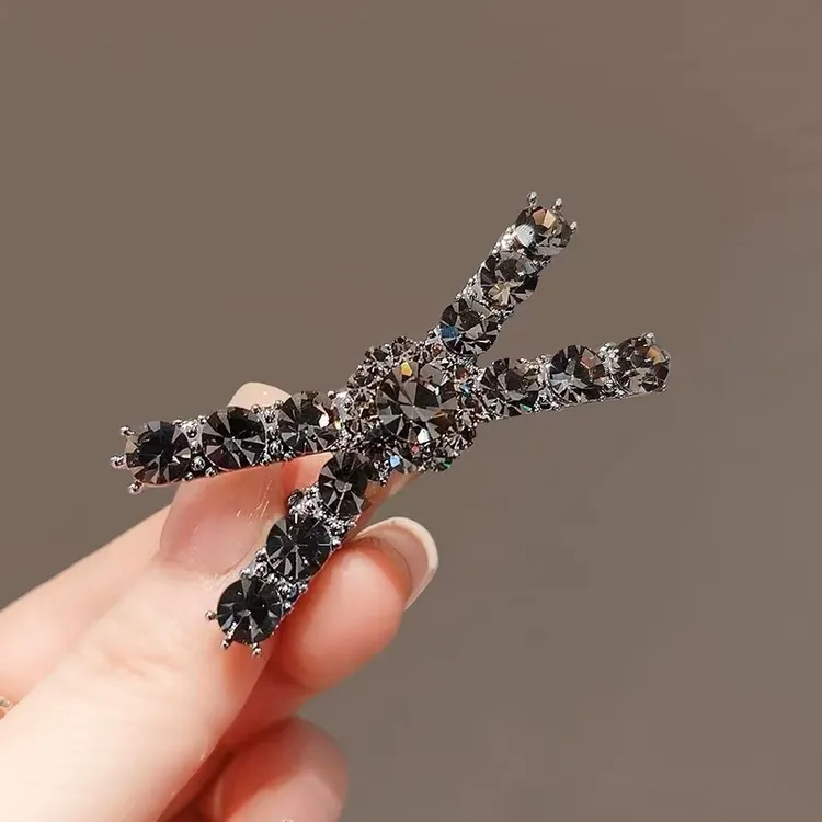 新款气质交叉一字边夹精致高档彩蝶结侧边碎发刘海发夹鸭嘴夹YY2