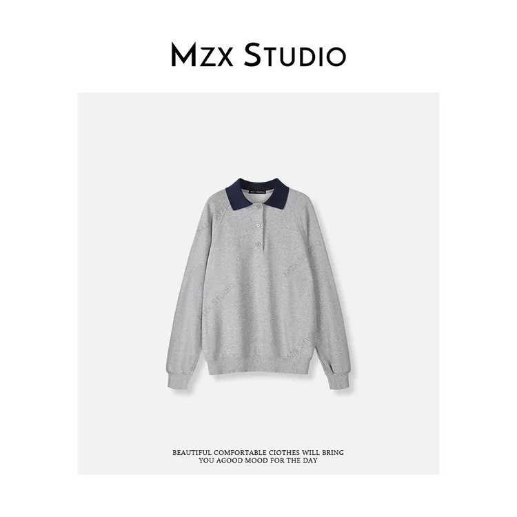 MZX 秋季原创设计全棉polo领半开扣撞色卫衣 SY9366-C