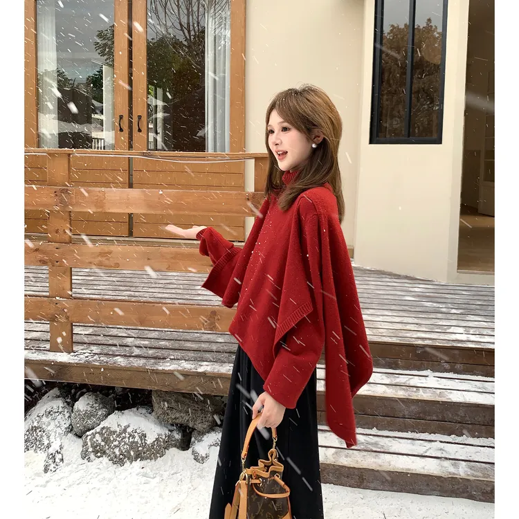 FUGUI RICH【欢庆女神】小个子冬季新款时尚洋气百搭法式毛衣两件套