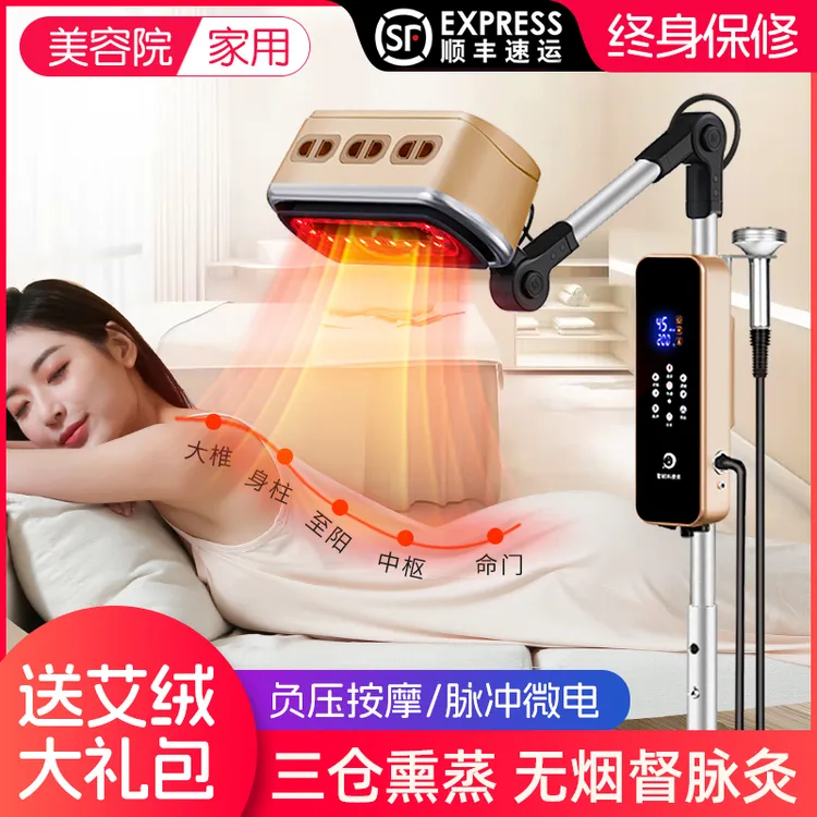 鸿益德艾灸熏蒸仪家用无烟艾灸盒理疗烤灯美容院经络按摩仪理疗仪