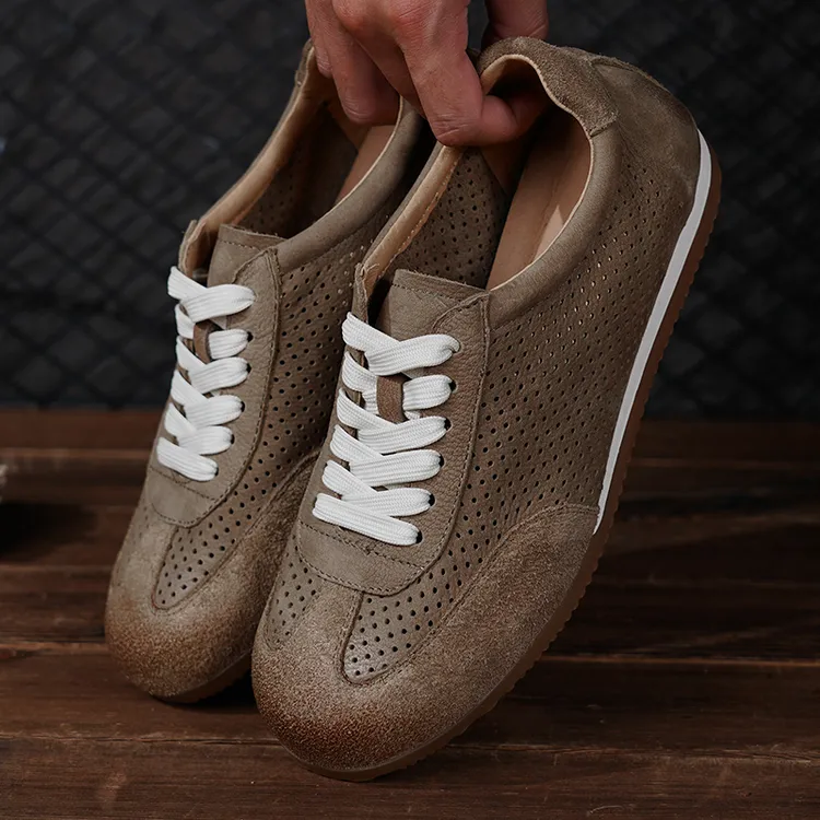 夏季阿甘鞋头层牛皮新款复古透气休闲百搭新款低帮户外休闲男鞋
