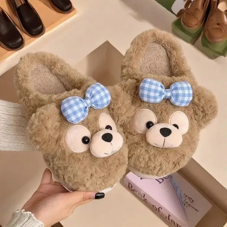 软fufu~棉拖鞋女秋冬季可爱小熊外穿厚底居家防滑加绒保暖月子鞋