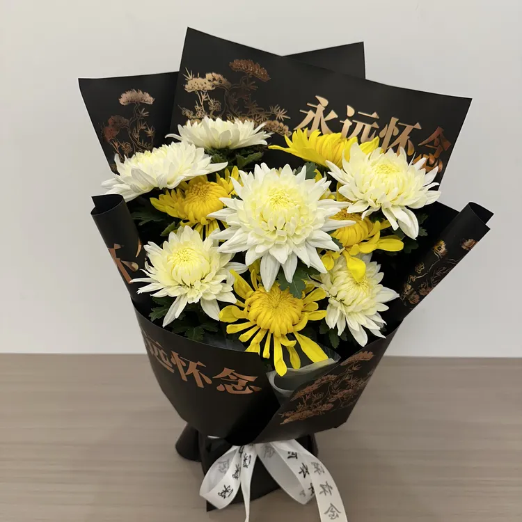 订五七百日周年新鲜手捧菊花鲜花带花泥成品发货思念纪念鲜菊花