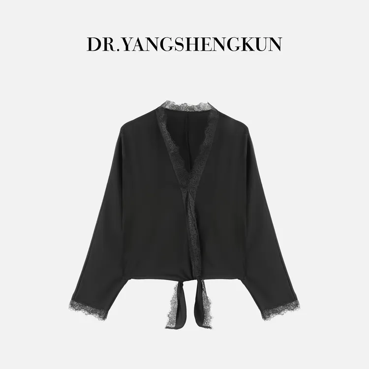 DR杨圣坤2025秋季通勤百搭醋酸防晒蕾丝花边外披上衣女B2503-2619