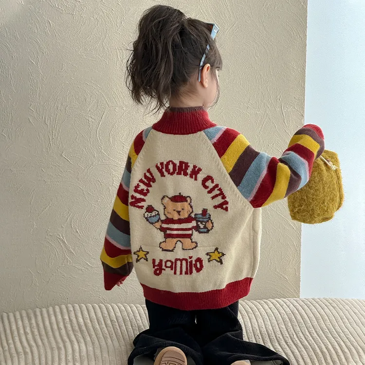 女童毛衣2025秋冬新款儿童针织衫宝宝加厚上衣小女孩冬装开衫外套