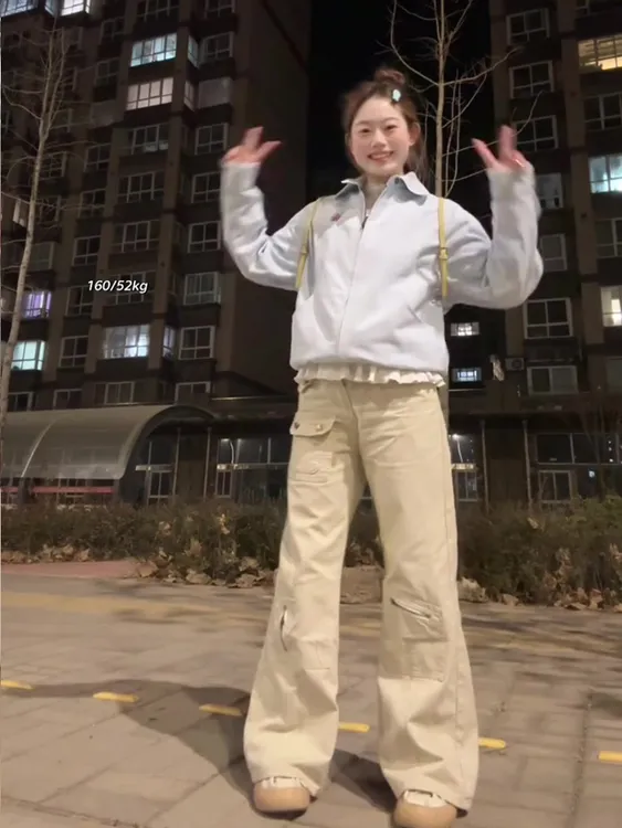 美式复古设计感牛仔裤女春季新款多口袋微喇直筒高腰拖地工装裤子