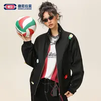 【敖瑞鹏代言】捷尼拉莫宽松型秋季拉链印花立领夹克短款运动时尚