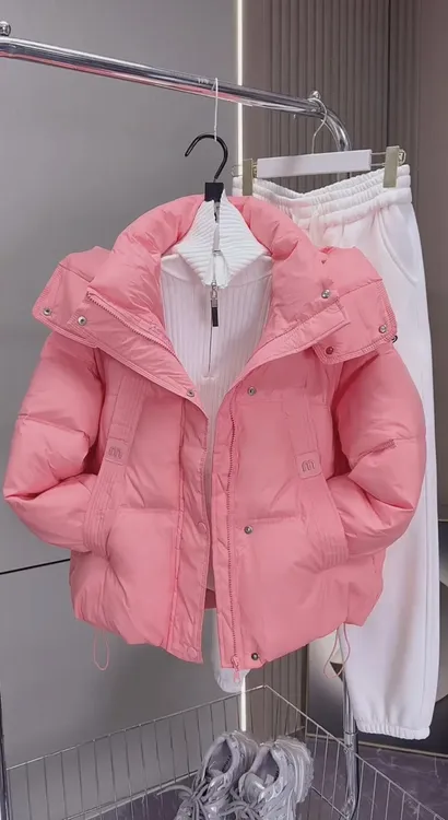 超火糖果色休闲设计感棉衣棉服女欧货2025冬季新款连帽洋气棉袄潮